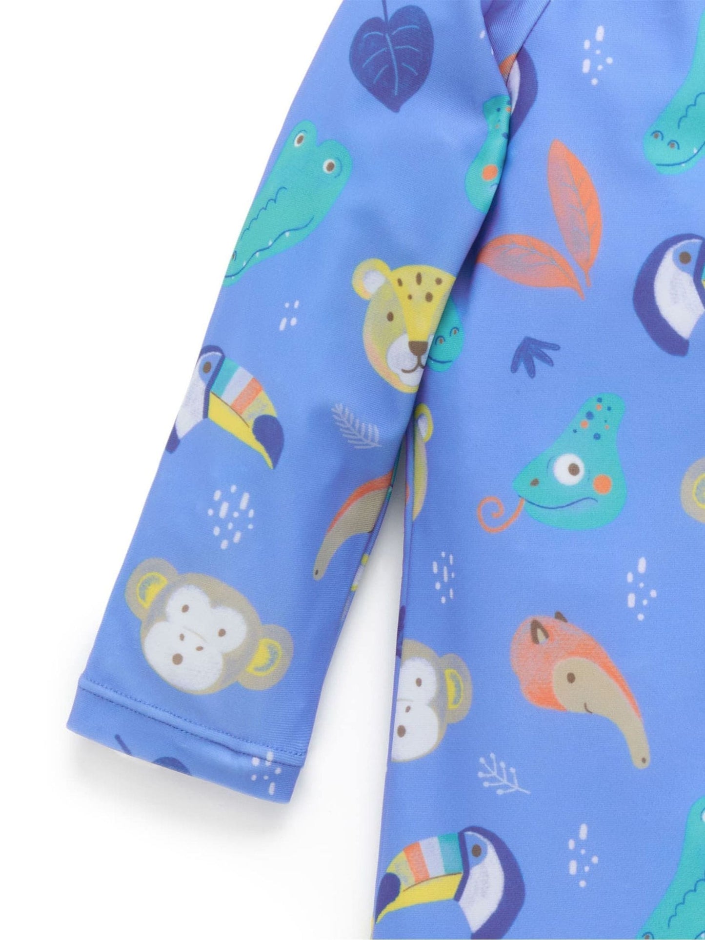 Purebaby Blue Printed Long Sleeve Swim Sunsuit image 3