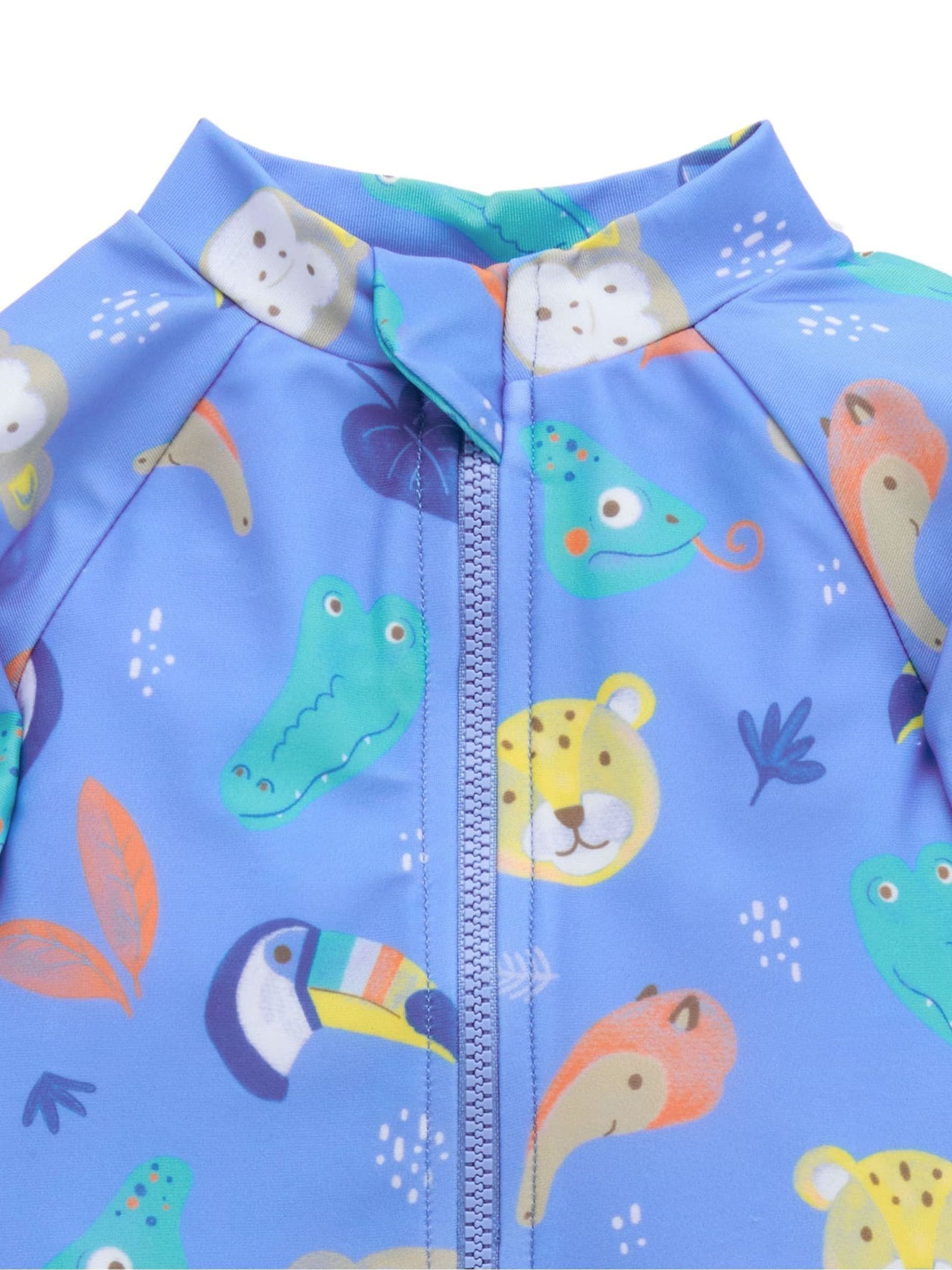 Purebaby Blue Printed Long Sleeve Swim Sunsuit image 4