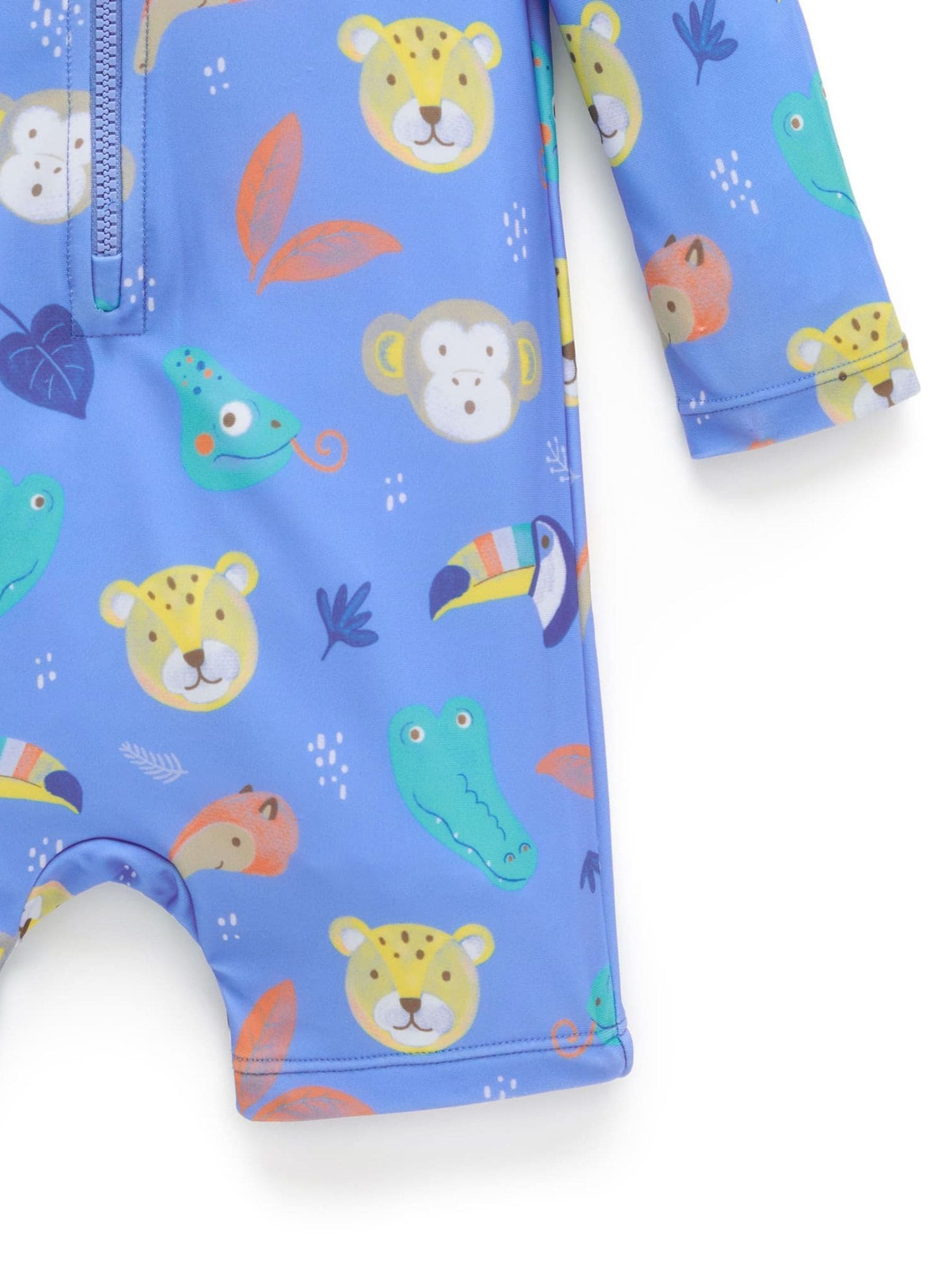 Purebaby Blue Printed Long Sleeve Swim Sunsuit image 5