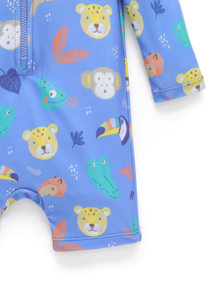 Purebaby Blue Printed Long Sleeve Swim Sunsuit image 5
