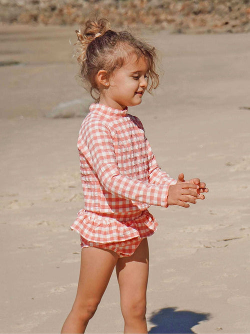 Dsiney Kidz - Purebaby Pink Printed Long Sleeve Rashie Swim Set image 1