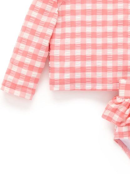 Purebaby Pink Printed Long Sleeve Rashie Swim Set image 3