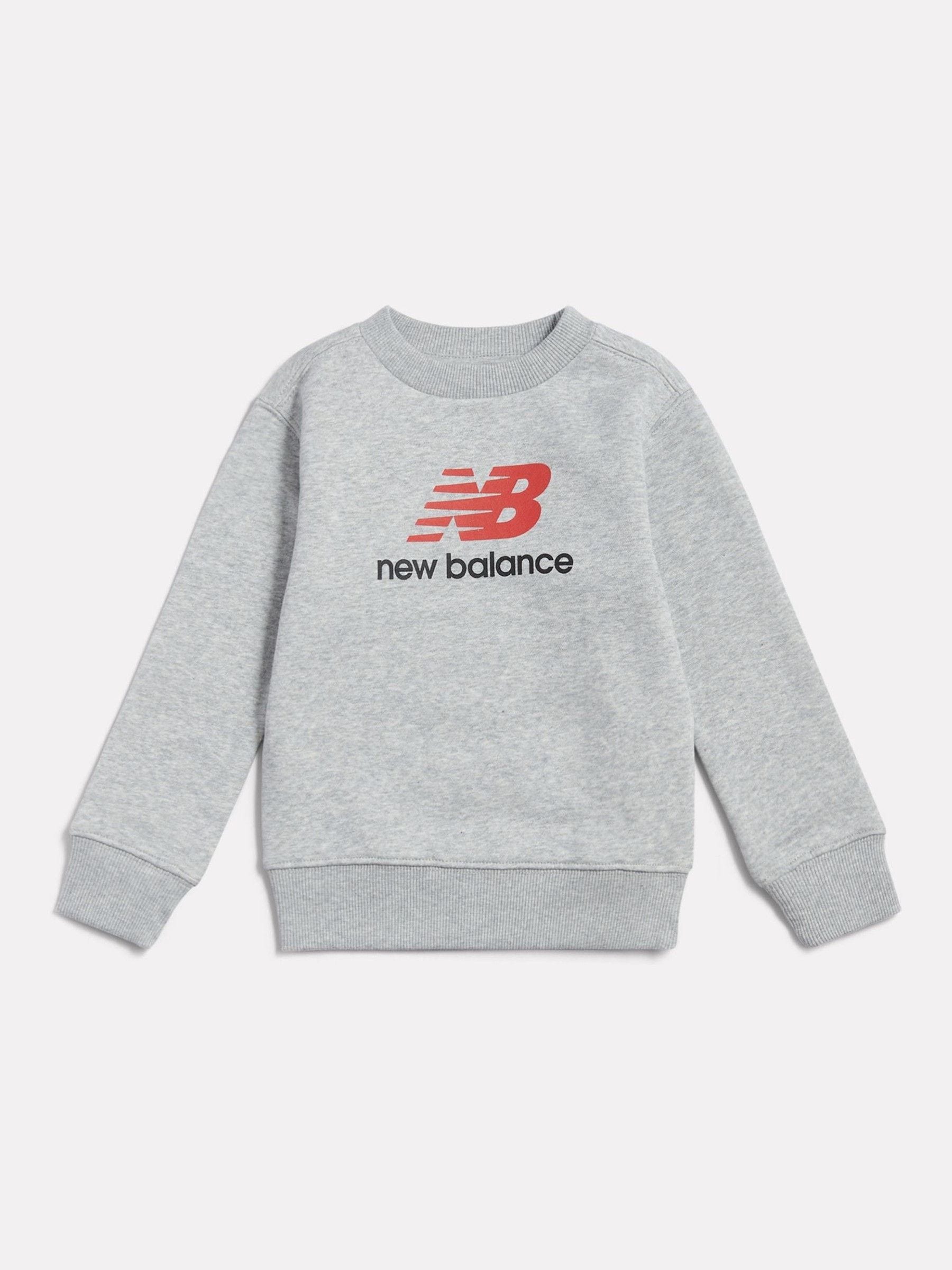 Dsiney Kidz - New Balance Grey Stacked Logo Brushback Crew Neck Sweatshirt image 1
