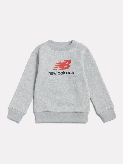 Dsiney Kidz - New Balance Grey Stacked Logo Brushback Crew Neck Sweatshirt image 1