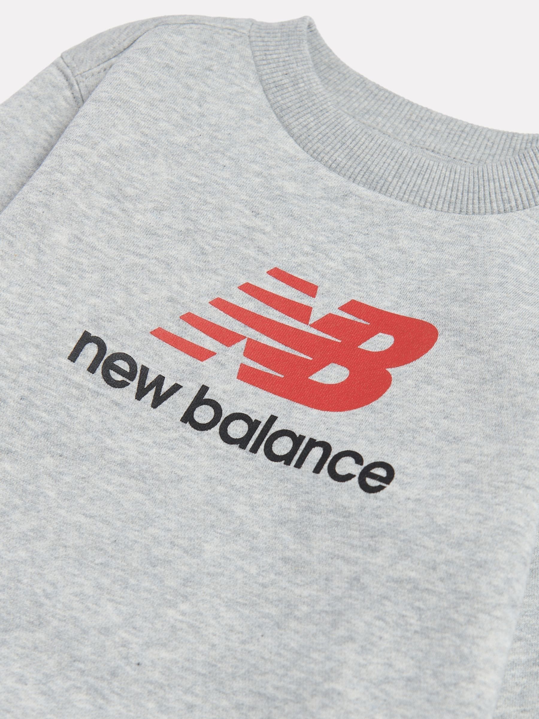 Dsiney Kidz - New Balance Grey Stacked Logo Brushback Crew Neck Sweatshirt image 3