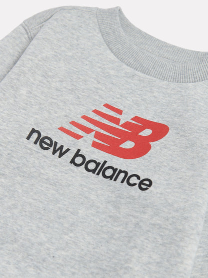 Dsiney Kidz - New Balance Grey Stacked Logo Brushback Crew Neck Sweatshirt image 3