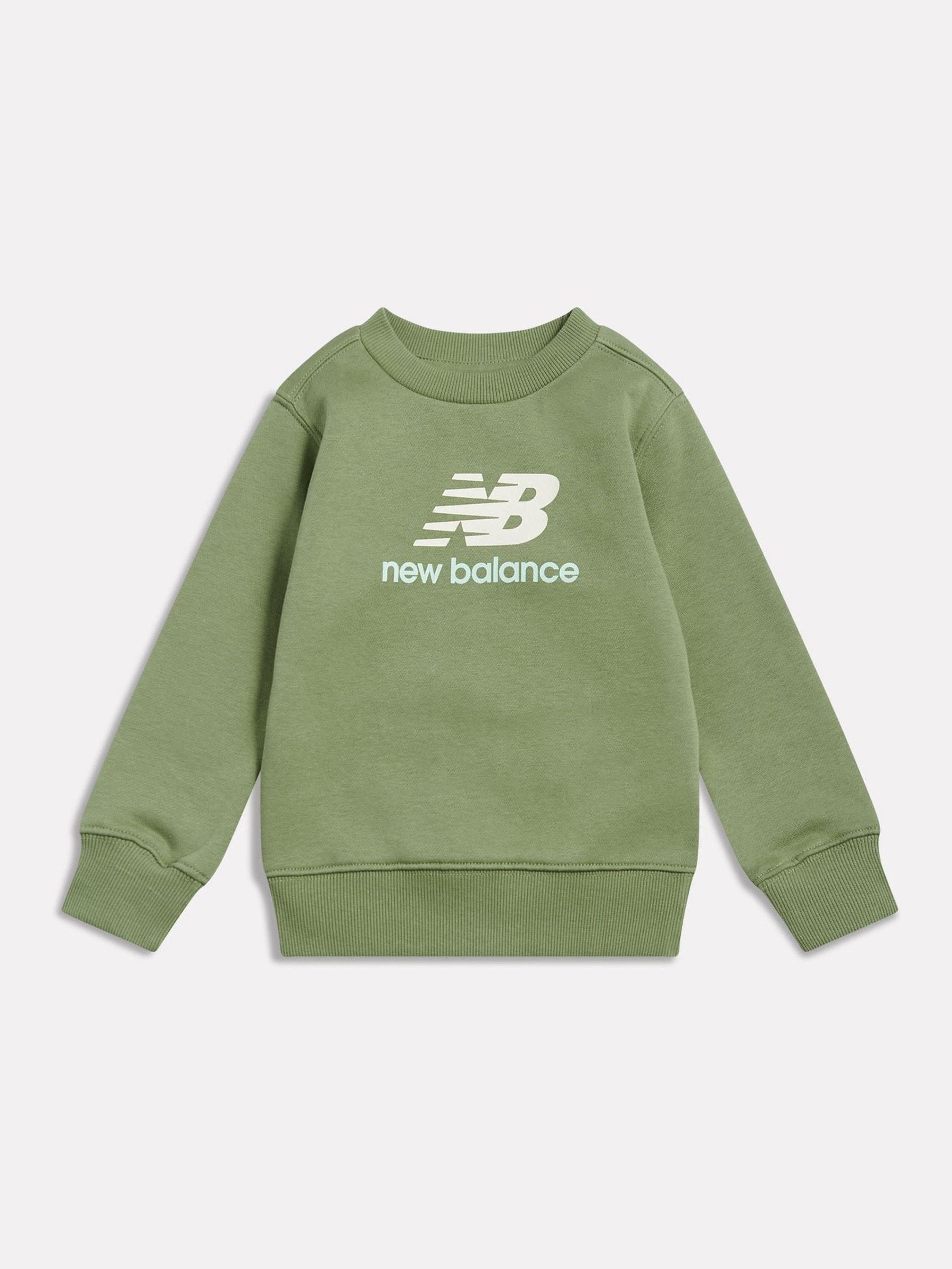 Dsiney Kidz - New Balance Green Stacked Logo Brushback Crew Neck Sweatshirt image 1