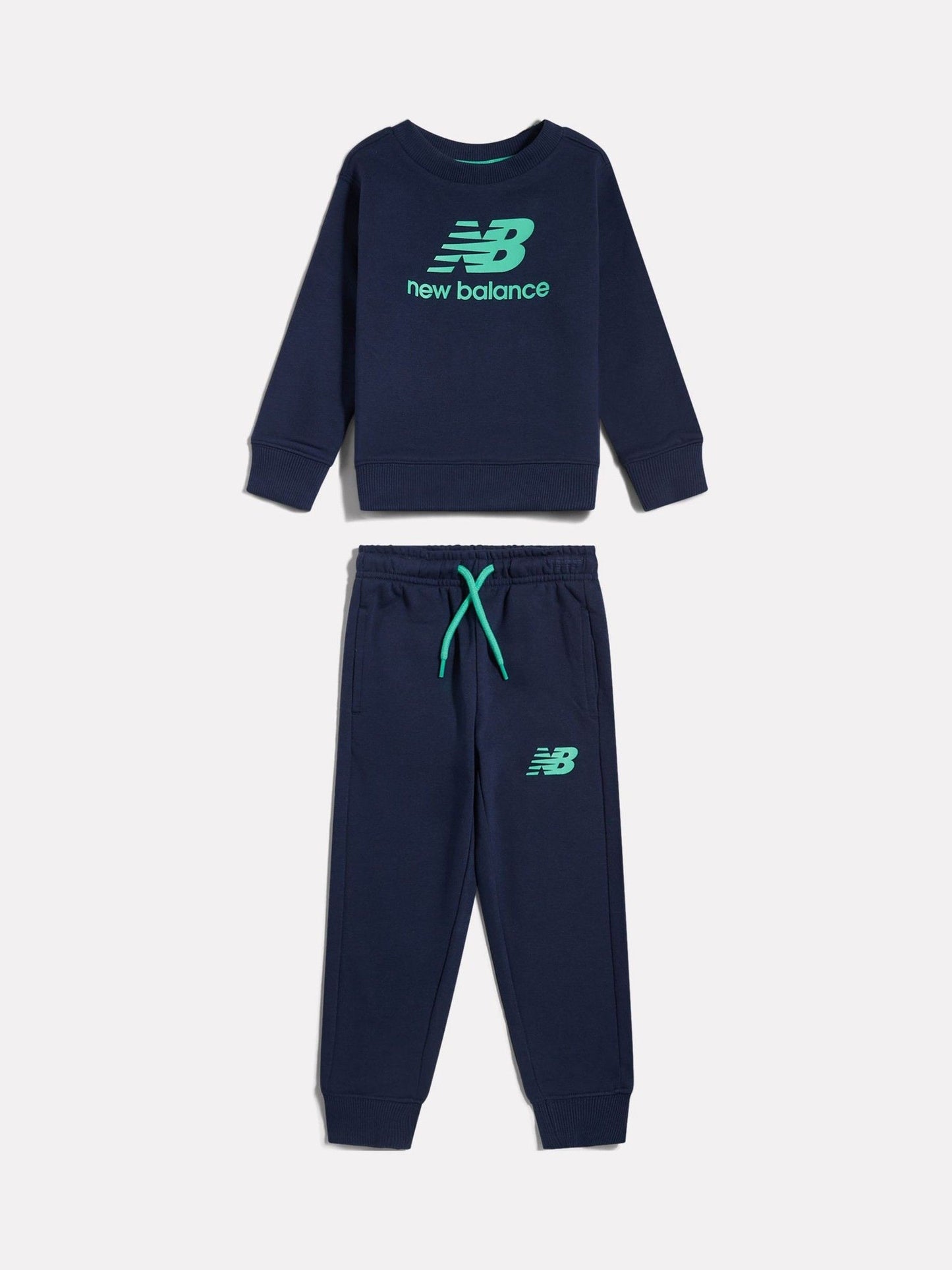 New Balance Blue Stacked Logo Crew Neck Sweat Top & Joggers Set image 1