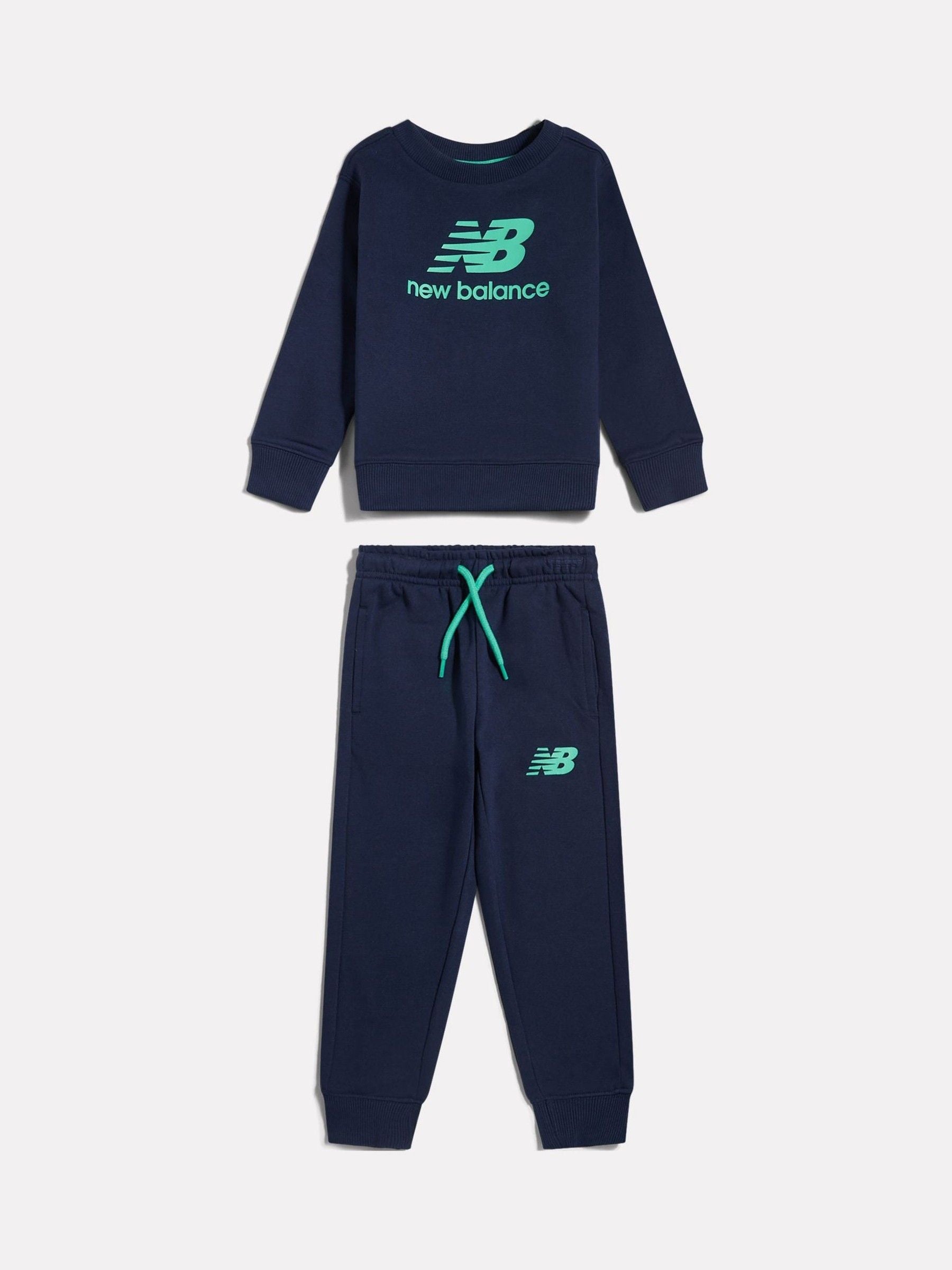 New Balance Blue Stacked Logo Crew Neck Sweat Top & Joggers Set image 1