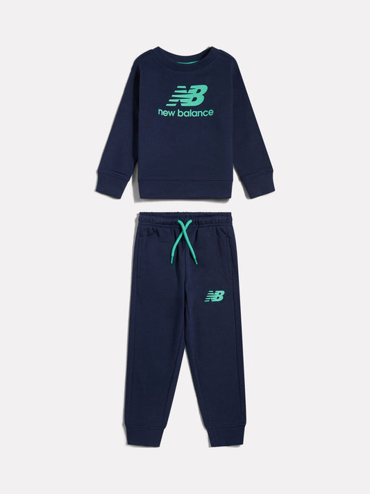 New Balance Blue Stacked Logo Crew Neck Sweat Top & Joggers Set image 1