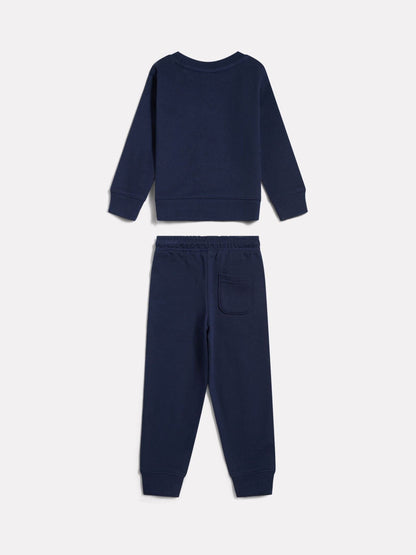 New Balance Blue Stacked Logo Crew Neck Sweat Top & Joggers Set image 2