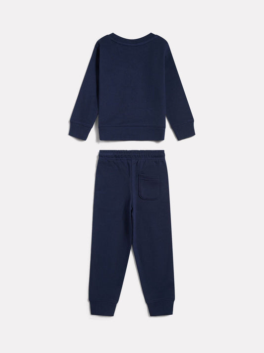 New Balance Blue Stacked Logo Crew Neck Sweat Top & Joggers Set image 2