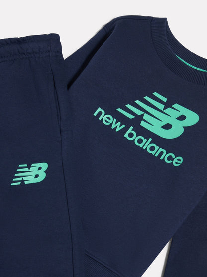 New Balance Blue Stacked Logo Crew Neck Sweat Top & Joggers Set image 3
