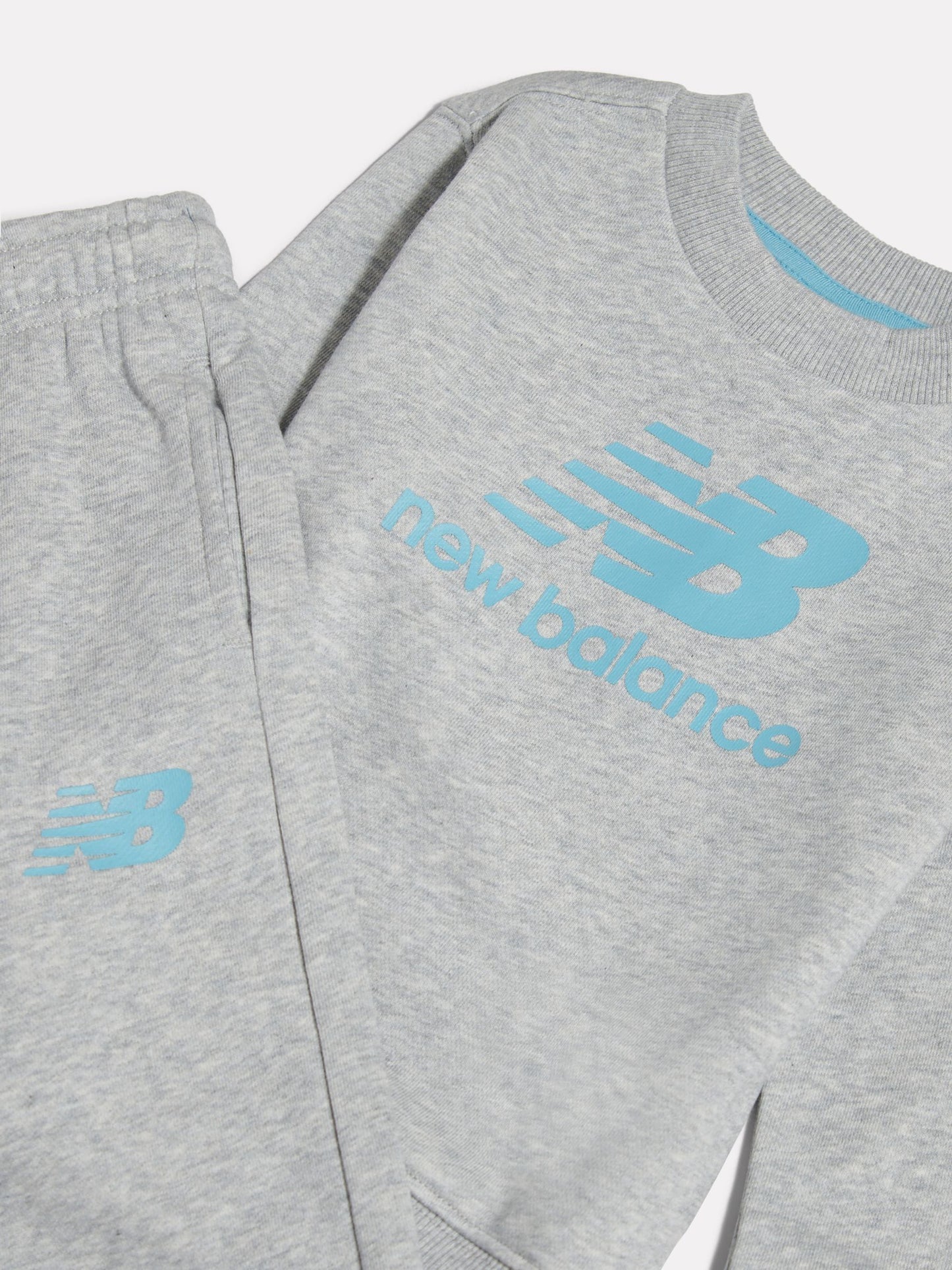 New Balance Grey Stacked Logo Crew Neck Sweat Top & Joggers Set image 3