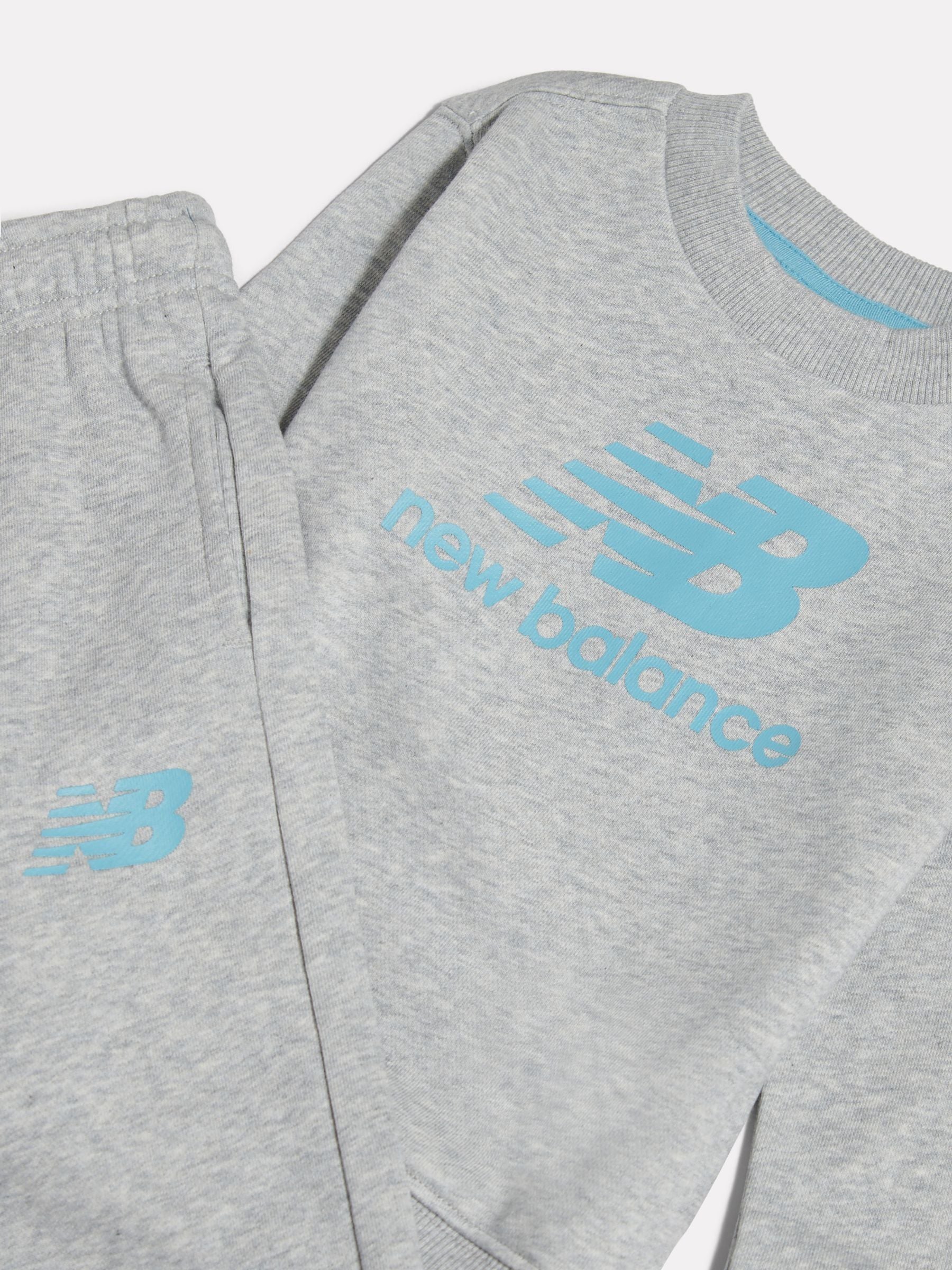 New Balance Grey Stacked Logo Crew Neck Sweat Top & Joggers Set image 3