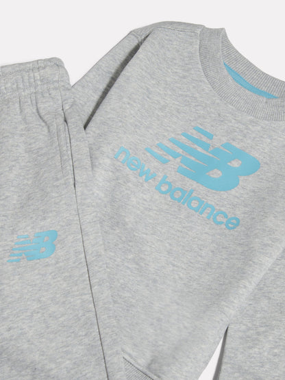 New Balance Grey Stacked Logo Crew Neck Sweat Top & Joggers Set image 3