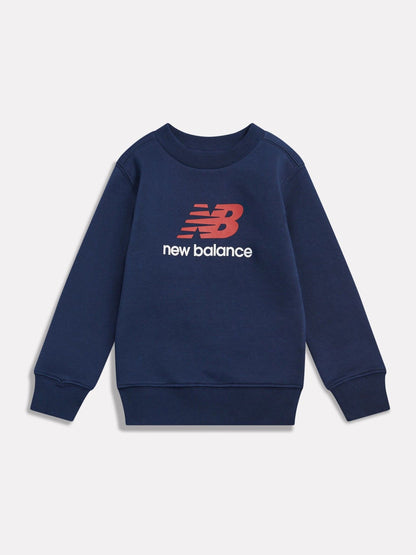 Dsiney Kidz - New Balance Blue Stacked Logo Brushback Crew Neck Sweatshirt image 1