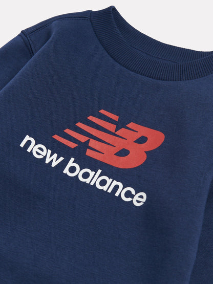 Dsiney Kidz - New Balance Blue Stacked Logo Brushback Crew Neck Sweatshirt image 3