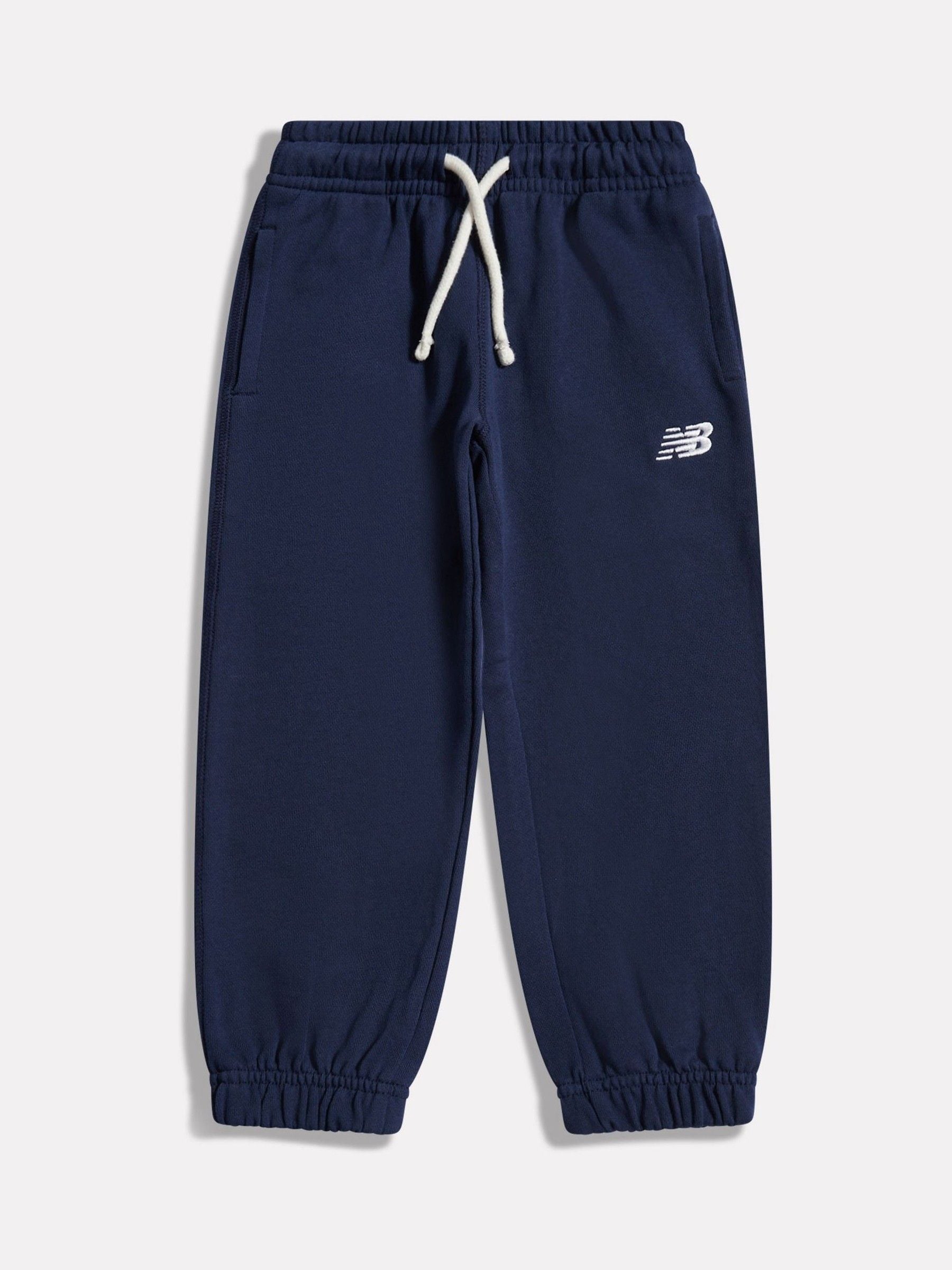 New Balance NB Navy Small Logo French Terry Joggers image 1
