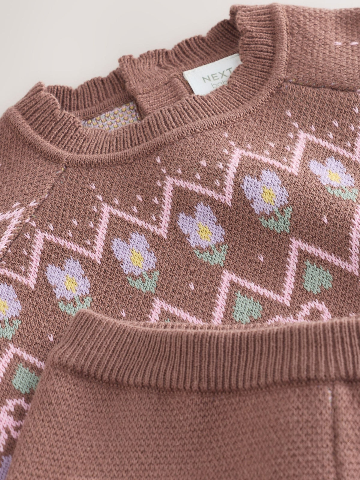 Chocolate Brown Fairisle Knitted Jumper and Legging Baby Set 2 Piece (0mths-2yrs) - image 11