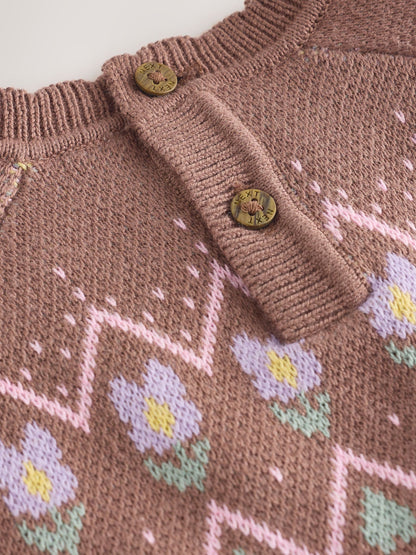 Chocolate Brown Fairisle Knitted Jumper and Legging Baby Set 2 Piece (0mths-2yrs) - image 12