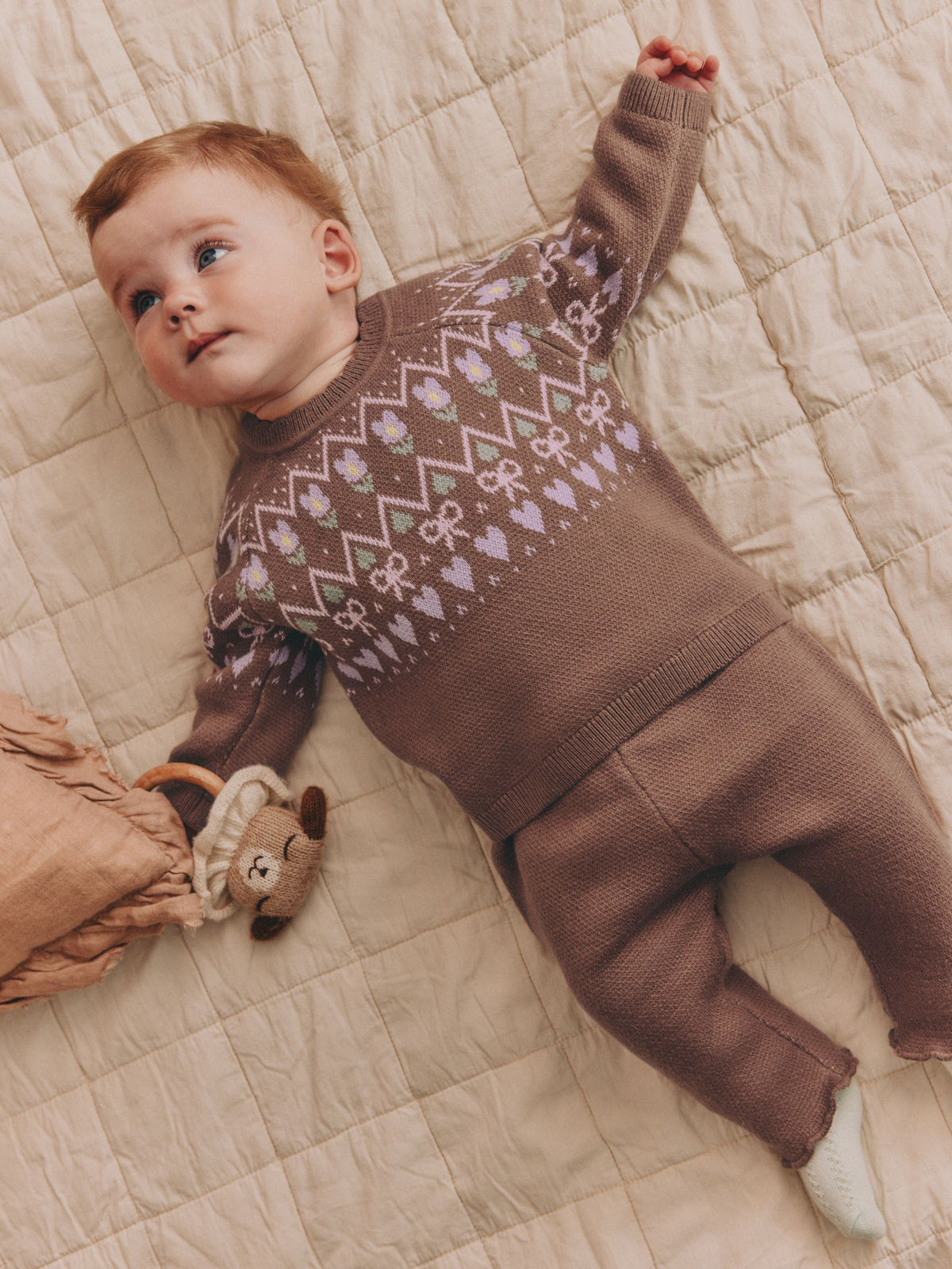 Chocolate Brown Fairisle Knitted Jumper and Legging Baby Set 2 Piece (0mths-2yrs) - image 5