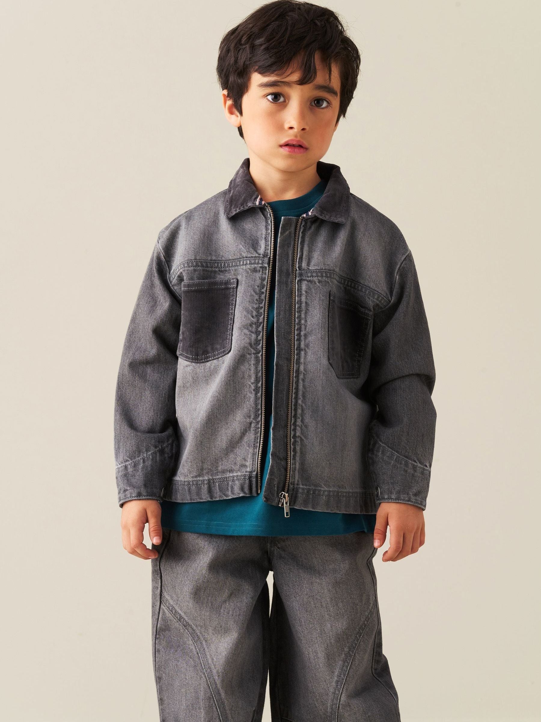 Dsiney Kidz - Angel & Rocket Grey Malik  Cord Detail Denim Jacket image 3