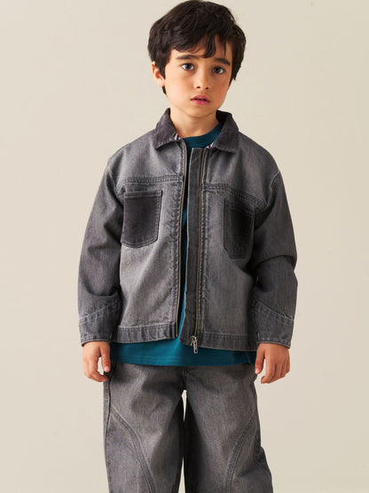 Dsiney Kidz - Angel & Rocket Grey Malik  Cord Detail Denim Jacket image 3