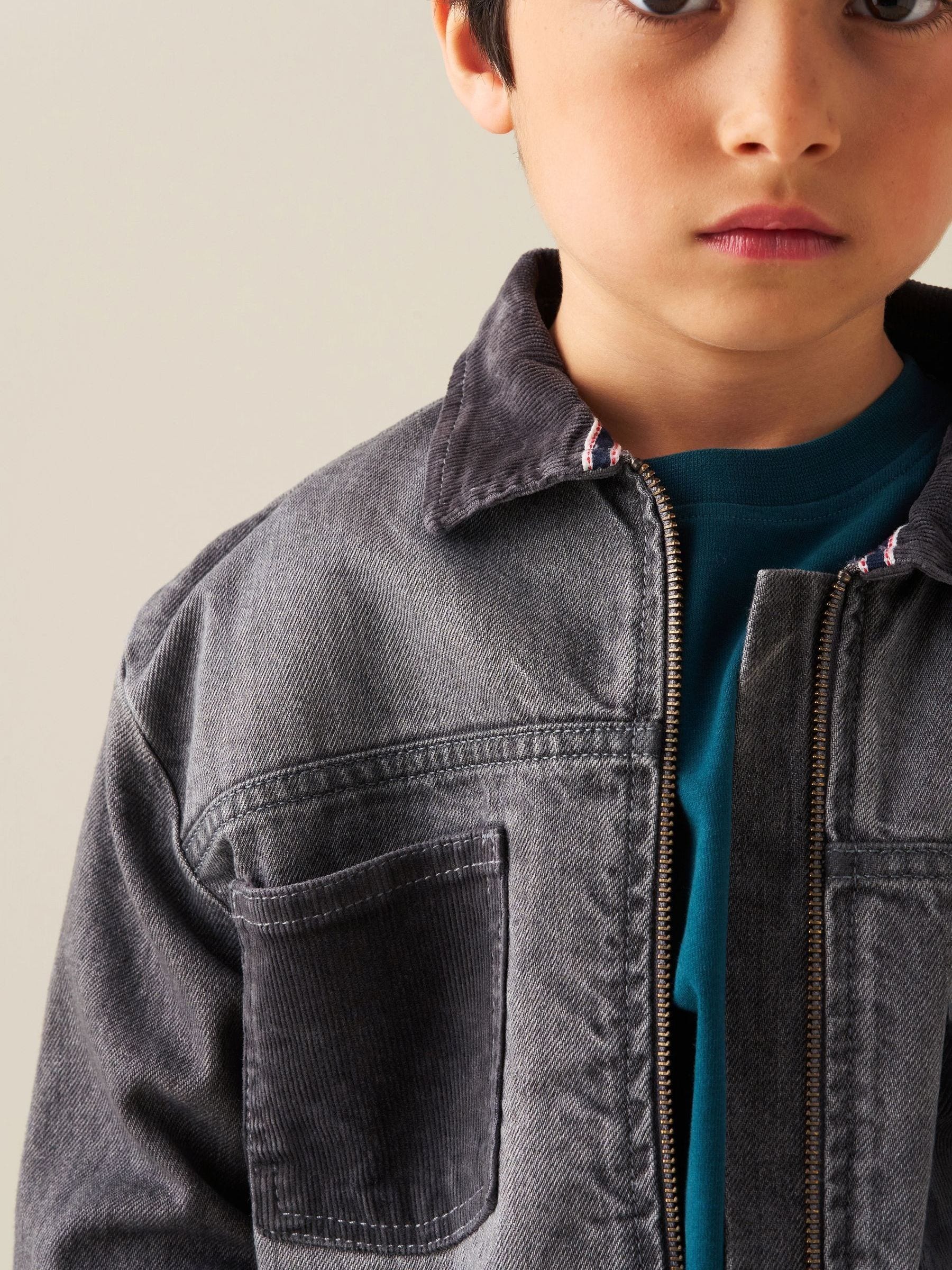 Dsiney Kidz - Angel & Rocket Grey Malik  Cord Detail Denim Jacket image 5
