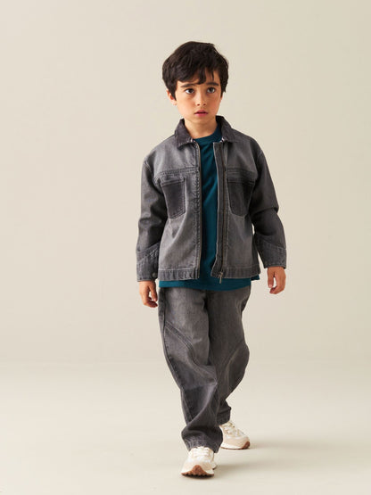 Dsiney Kidz - Angel & Rocket Grey Malik  Cord Detail Denim Jacket image 6