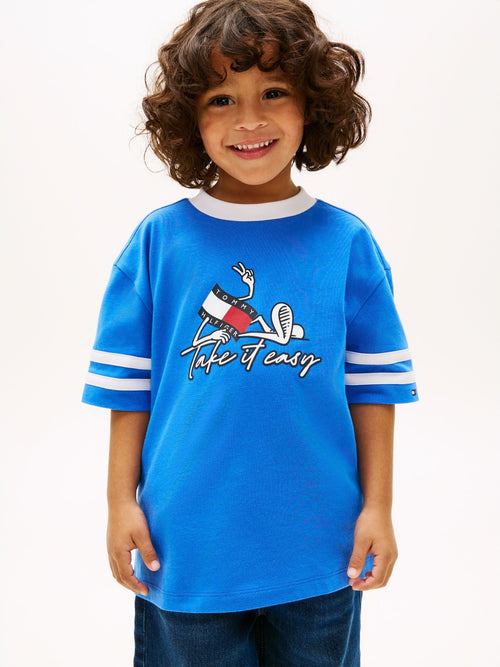 Tommy Hilfiger Blue Wavy Flag Graphic Jersey T-Shirt image 1