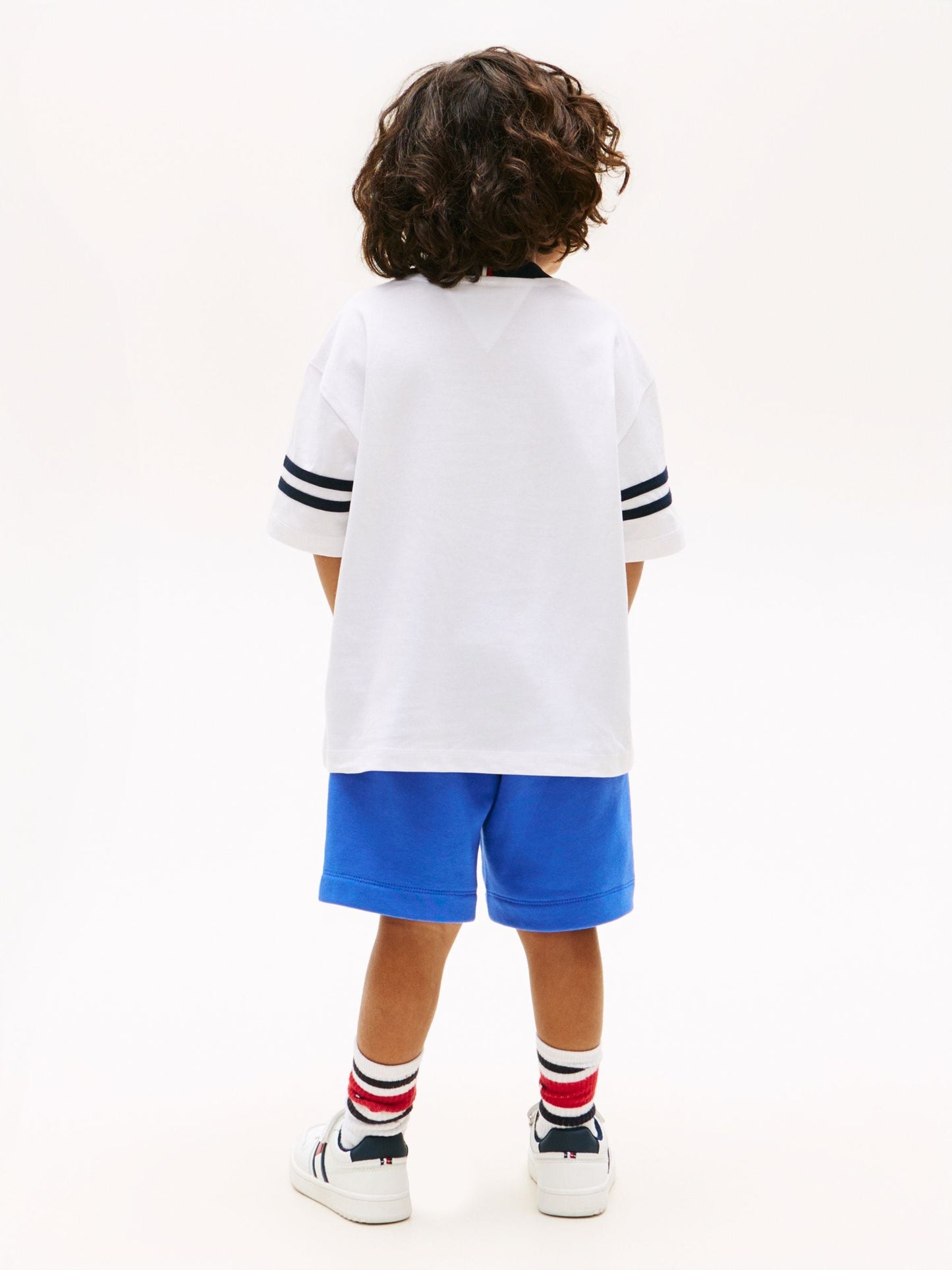 Tommy Hilfiger Blue Wavy Flag Graphic T-Shirt And Sweat Shorts Set image 4