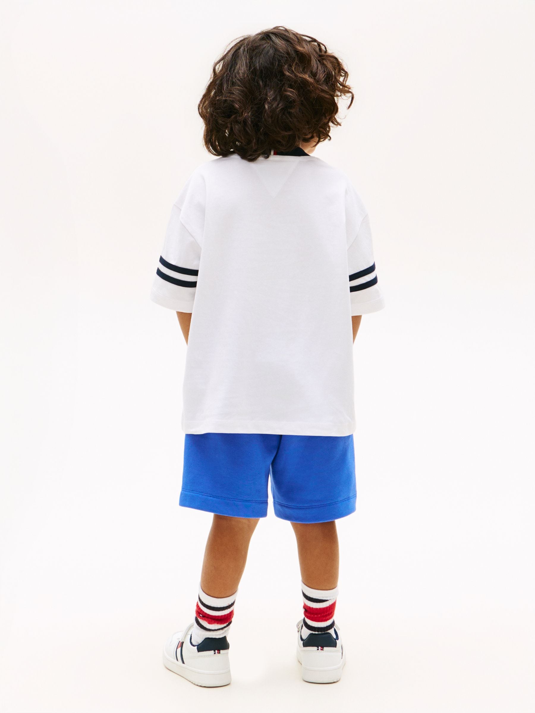 Tommy Hilfiger Blue Wavy Flag Graphic T-Shirt And Sweat Shorts Set image 4