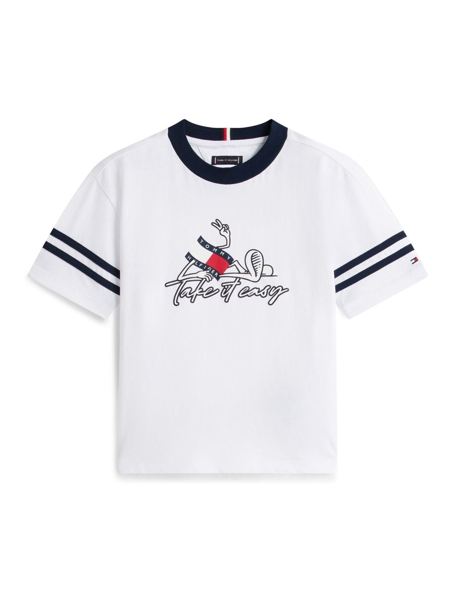 Tommy Hilfiger Blue Wavy Flag Graphic T-Shirt And Sweat Shorts Set image 5