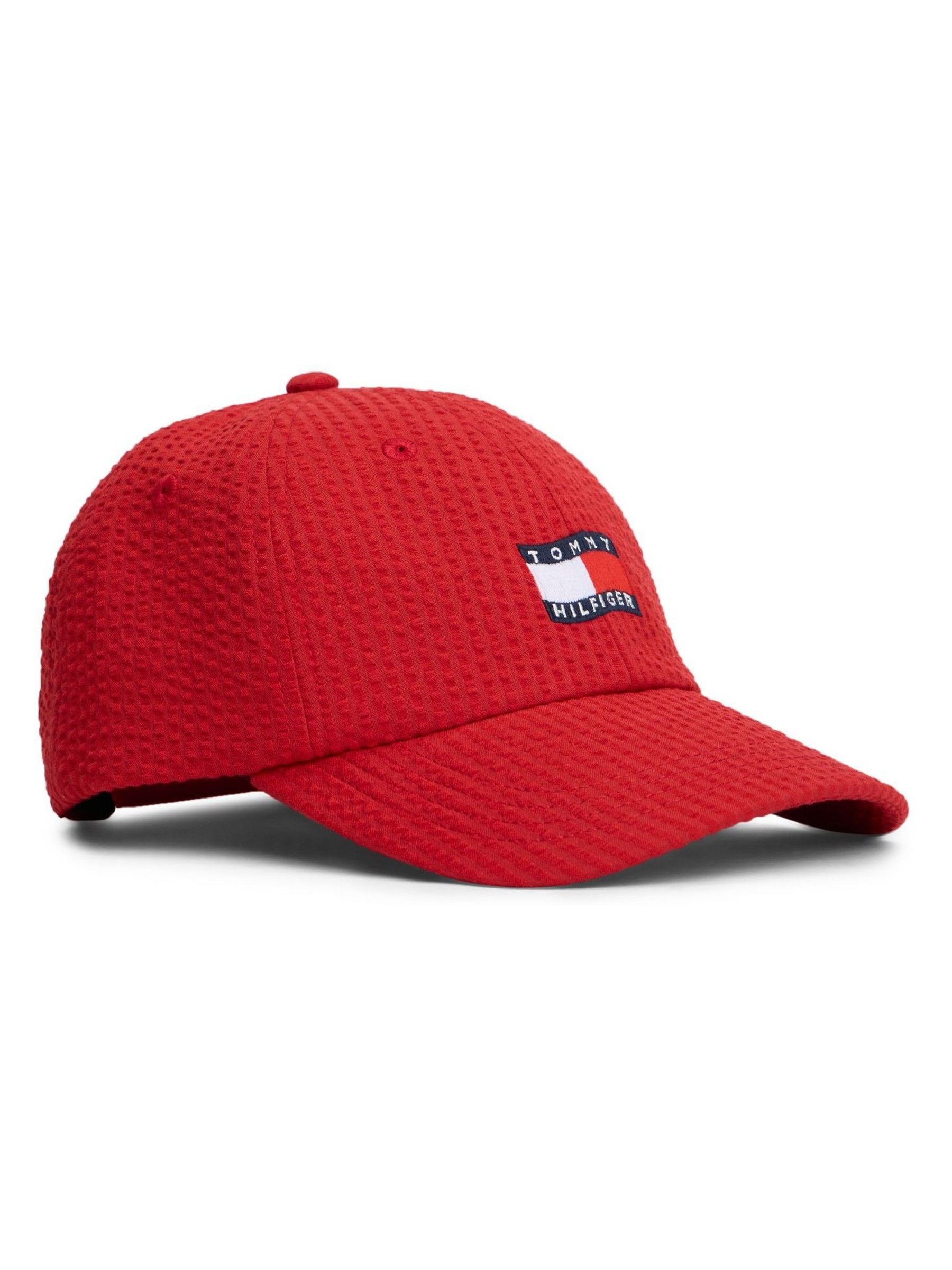 Tommy Hilfiger Red Wavy Flag Seersucker Baseball Cap image 1