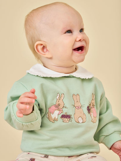 Dsiney Kidz - JoJo Maman Bébé Sage Green Floral Peter Rabbit™ Flopsy Sweatshirt & Legging Set image 1