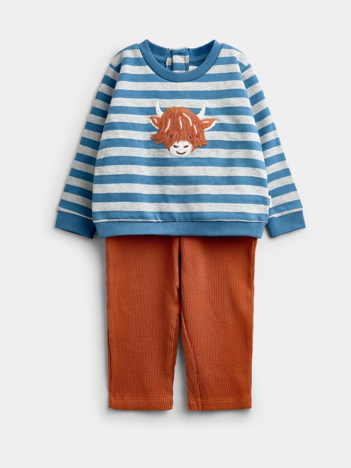 Dsiney Kidz - Jojo Maman Bébé Orange Highland Cow Sweatshirt & Trouser Set image 2