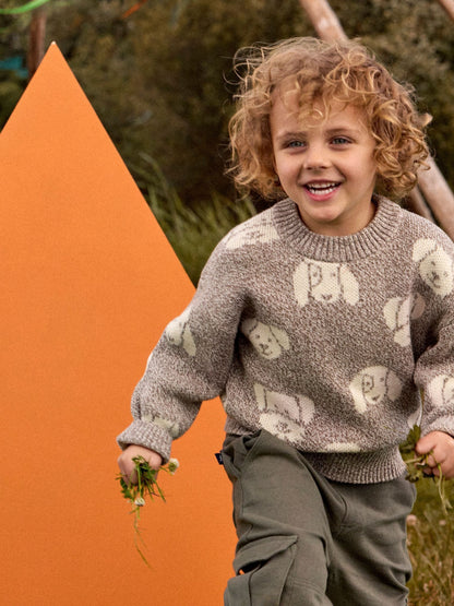 Jojo Maman Bébé Brown Dog Graphic Knit Jumper - image 1