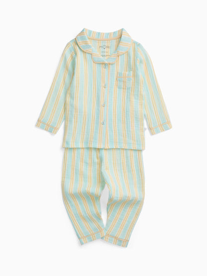 MORI Cream Stripe Pyjamas Set - image 5