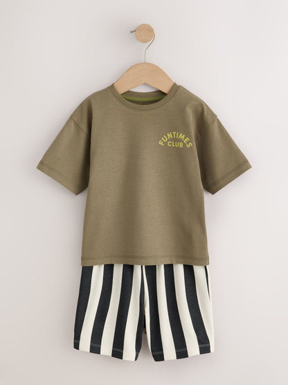 Khaki/Grey/Maroon Shorts Pyjamas 3 Pack (9mths-12yrs) - image 4