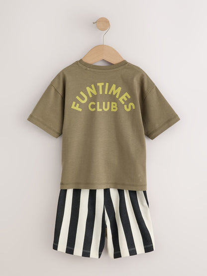 Khaki/Grey/Maroon Shorts Pyjamas 3 Pack (9mths-12yrs) - image 7