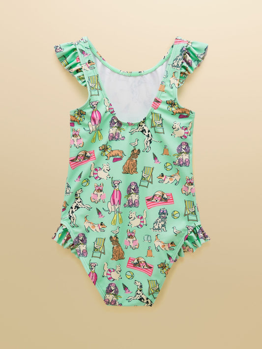 Dsiney Kidz - Joules Girls' Splash Green Dogs Swimming Costume image 2