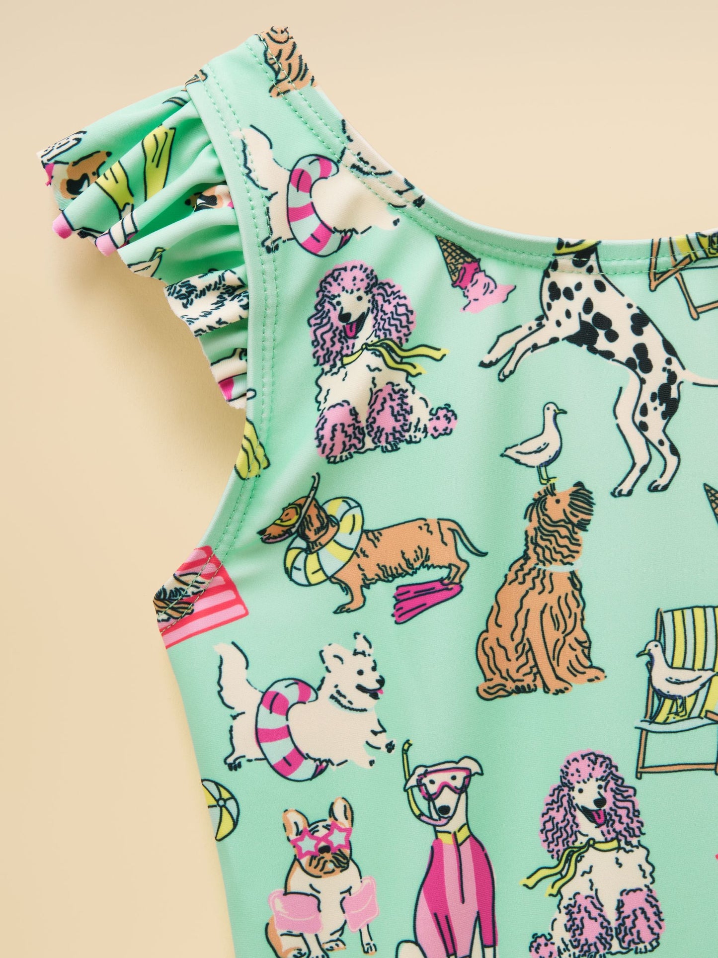 Dsiney Kidz - Joules Girls' Splash Green Dogs Swimming Costume image 3