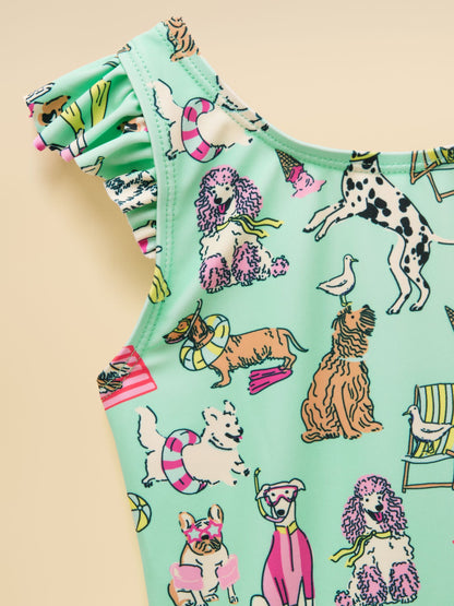 Dsiney Kidz - Joules Girls' Splash Green Dogs Swimming Costume image 3