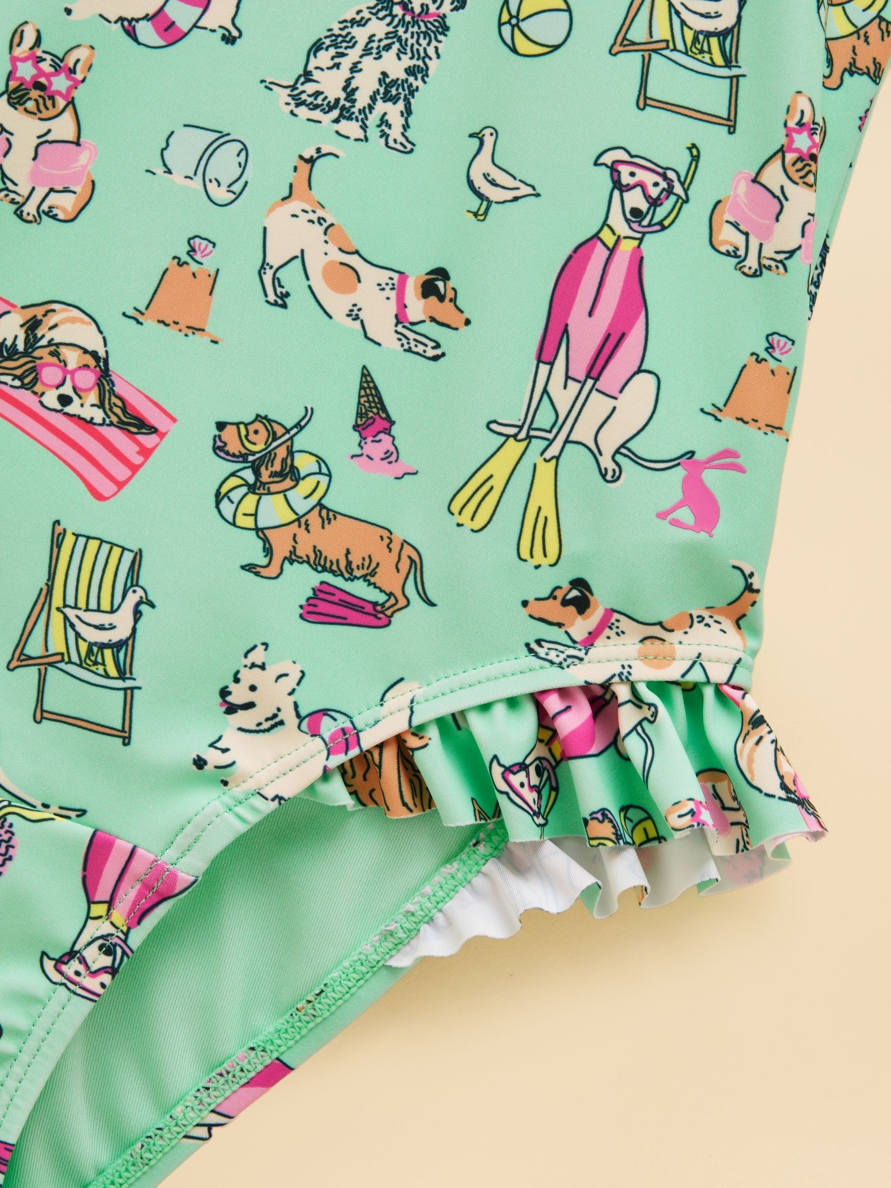 Dsiney Kidz - Joules Girls' Splash Green Dogs Swimming Costume image 4
