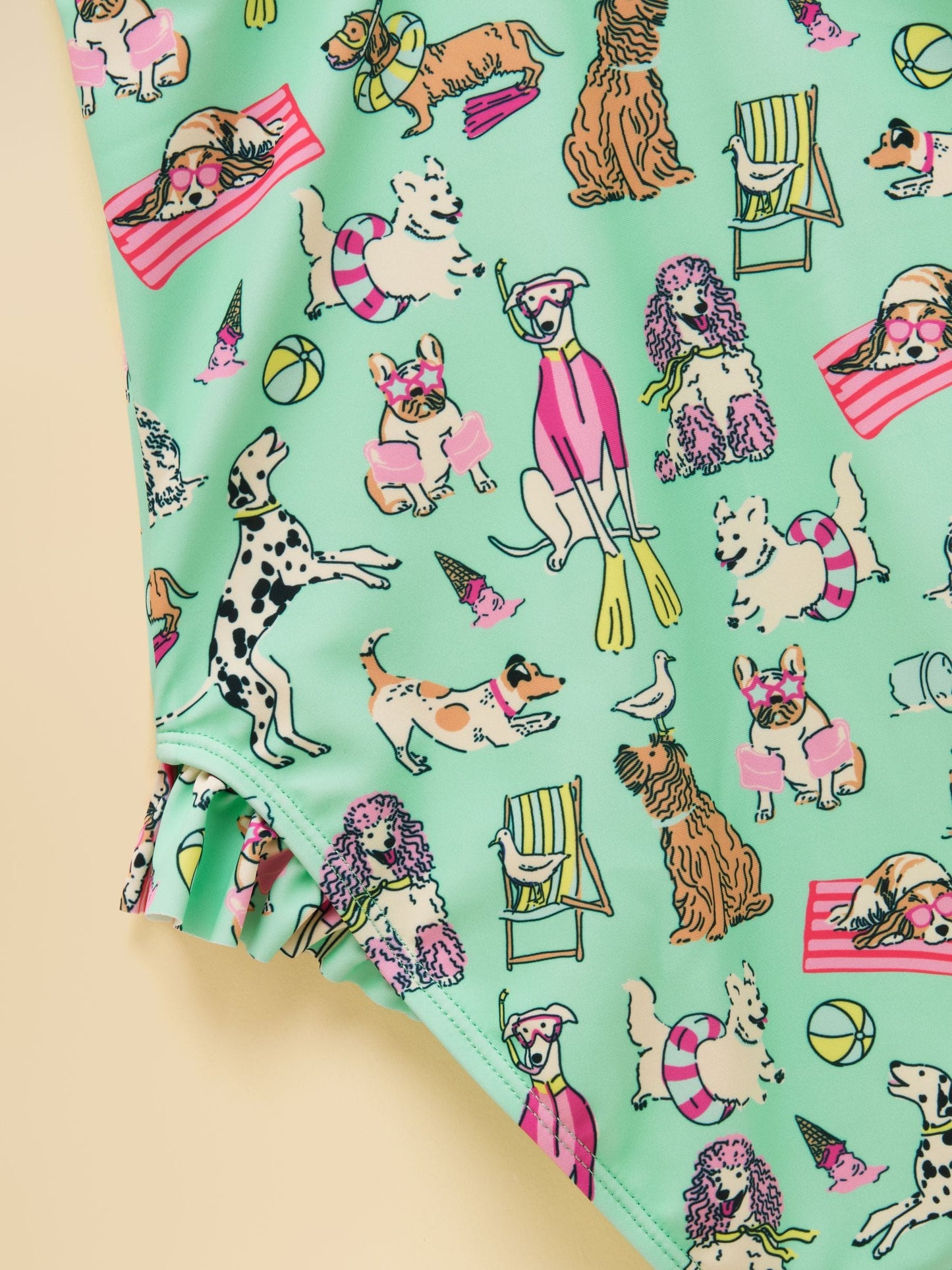 Dsiney Kidz - Joules Girls' Splash Green Dogs Swimming Costume image 5