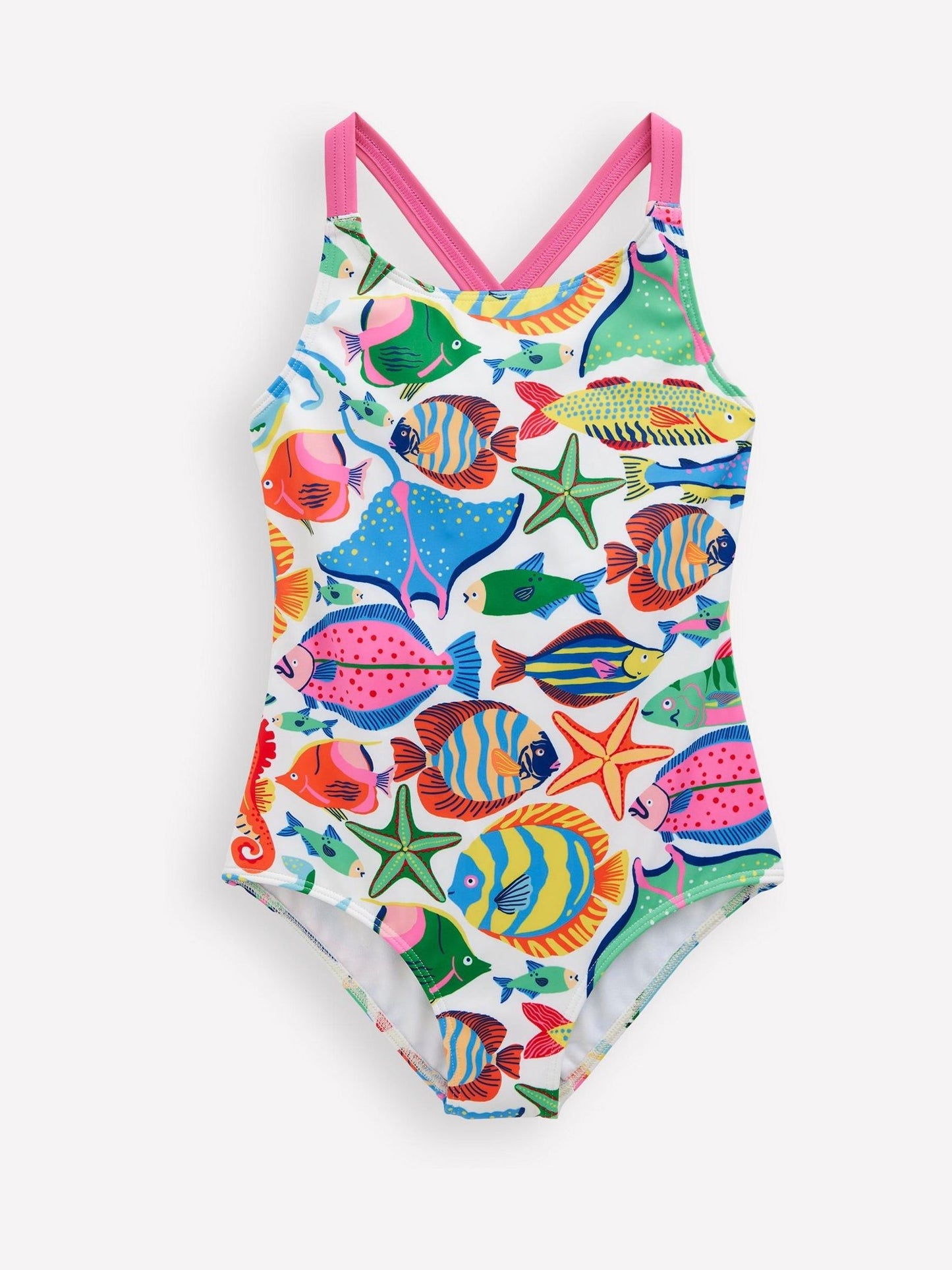 Boden Orange Cross Back Printed Swimsuit image 1