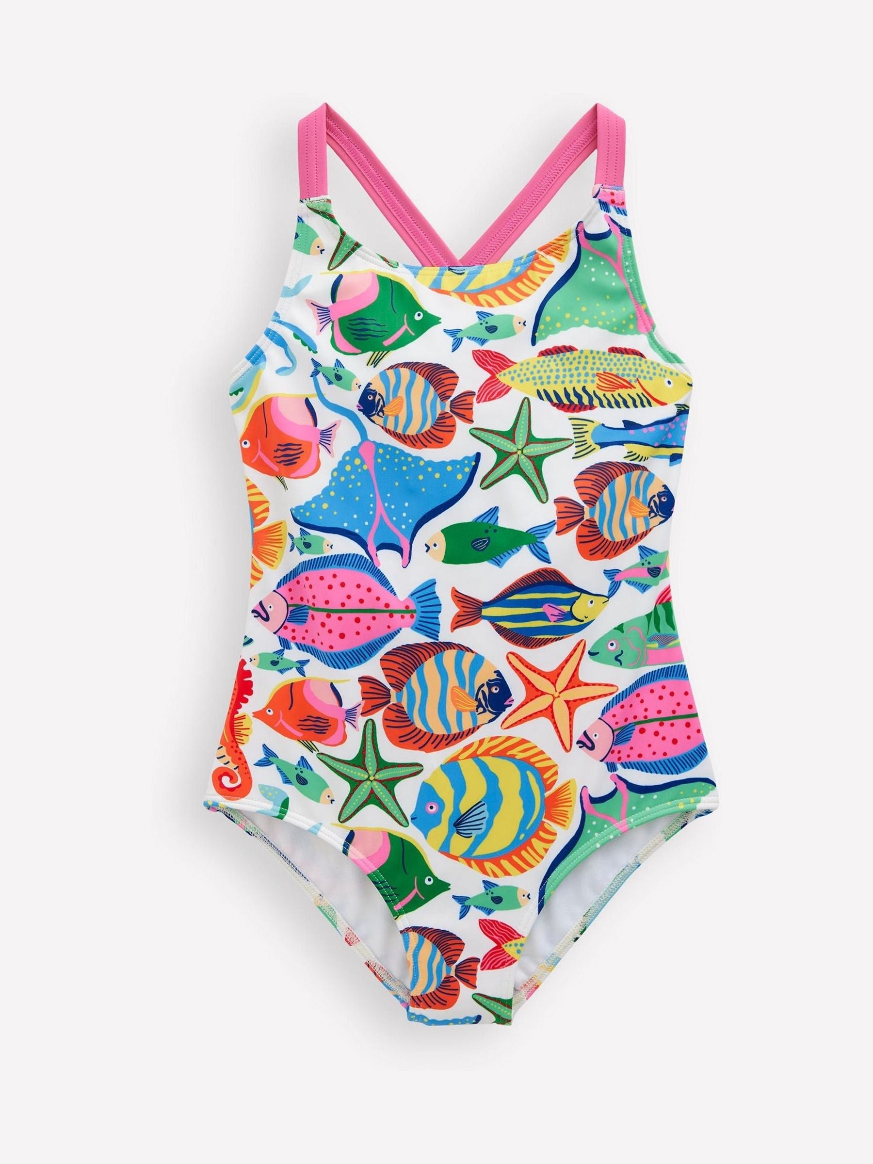 Boden Orange Cross Back Printed Swimsuit image 1