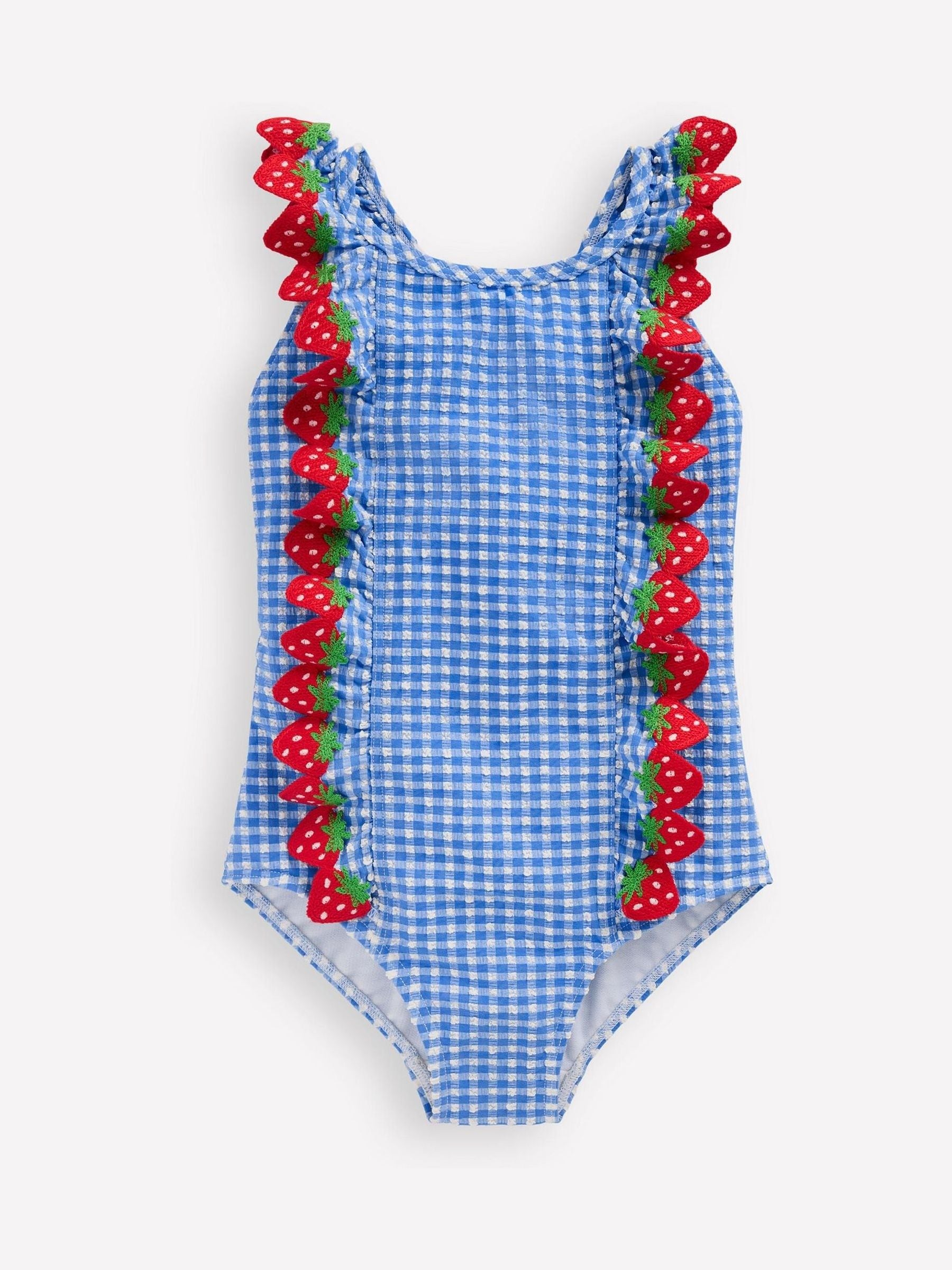 Boden Blue Flutter Trim Swimsuit image 1