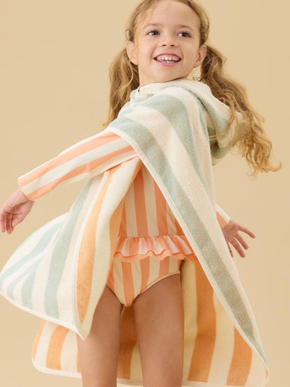 KIDLY by MORI Orange Stripe Reversible Hooded Beach/Pool Towel image 2